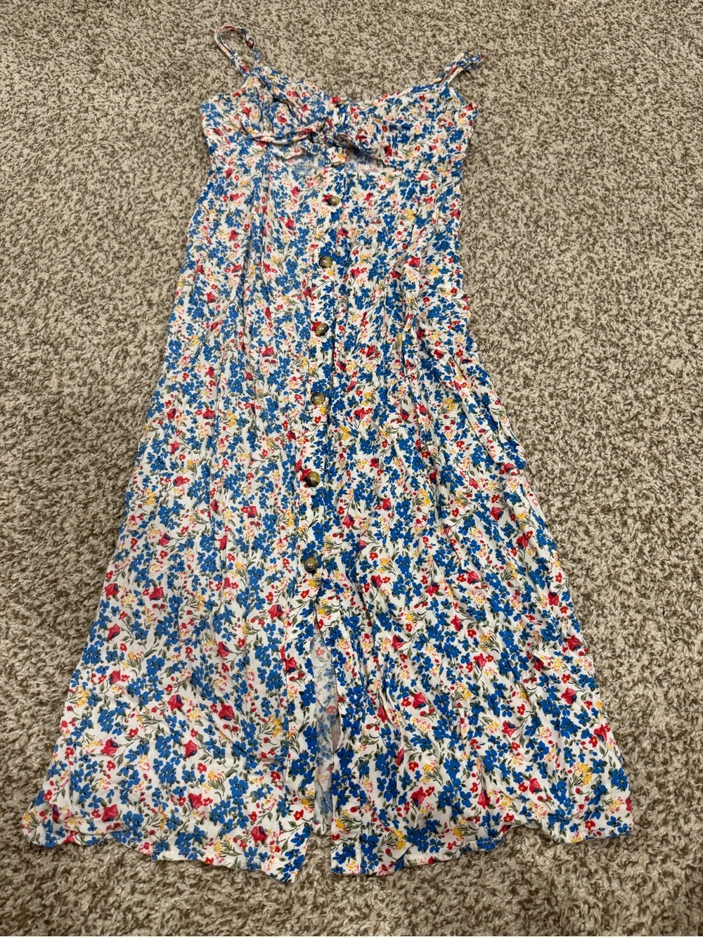 Mimi Chica White Floral Dress with Blue, Red and Yellow Flowers M